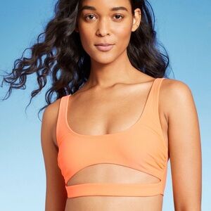NWT Wild Fable Women's Cut Out Bralette Bikini Top - Coral Orange | Size: S